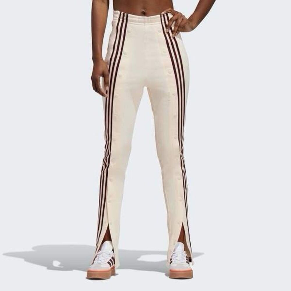 adidas IVY PARK Snap Sweatpants Beyonce Ivory Maroon Striped Track Pant Womens L - Picture 4 of 16